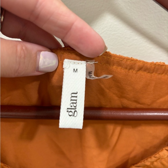 Rust Orange Ruffled Women's Top - Picture 2 of 5